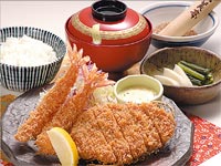 海老ろーすかつ定食